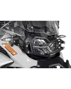 Stainless steel black headlight protector with quick release fastener for BMW F900GS Adventure/ F850GS Adventure *OFFROAD USE ONLY*